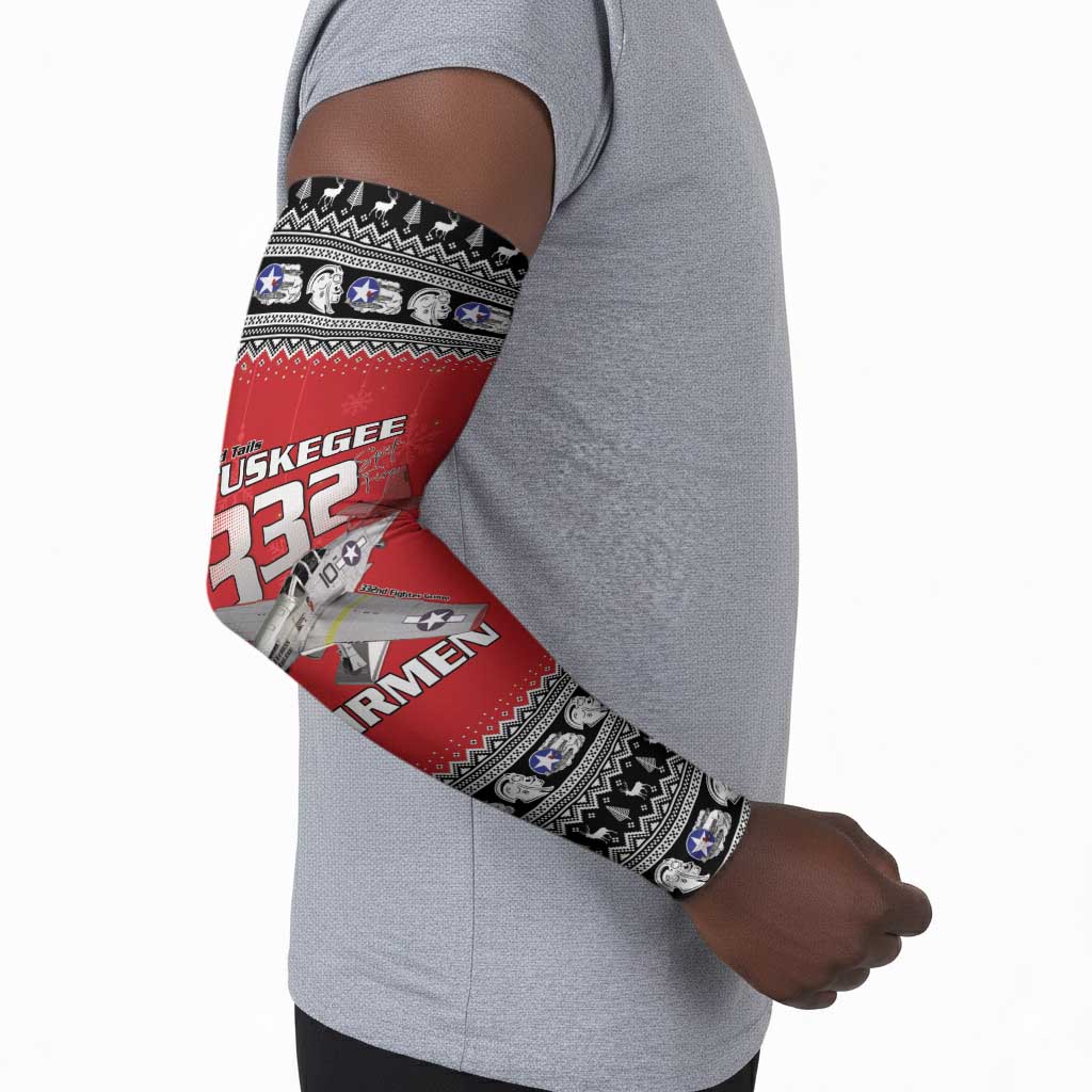 Tuskegee Red Tails Airmen Christmas Arm Sleeves P-51 Mustang 332nd Fighter Group
