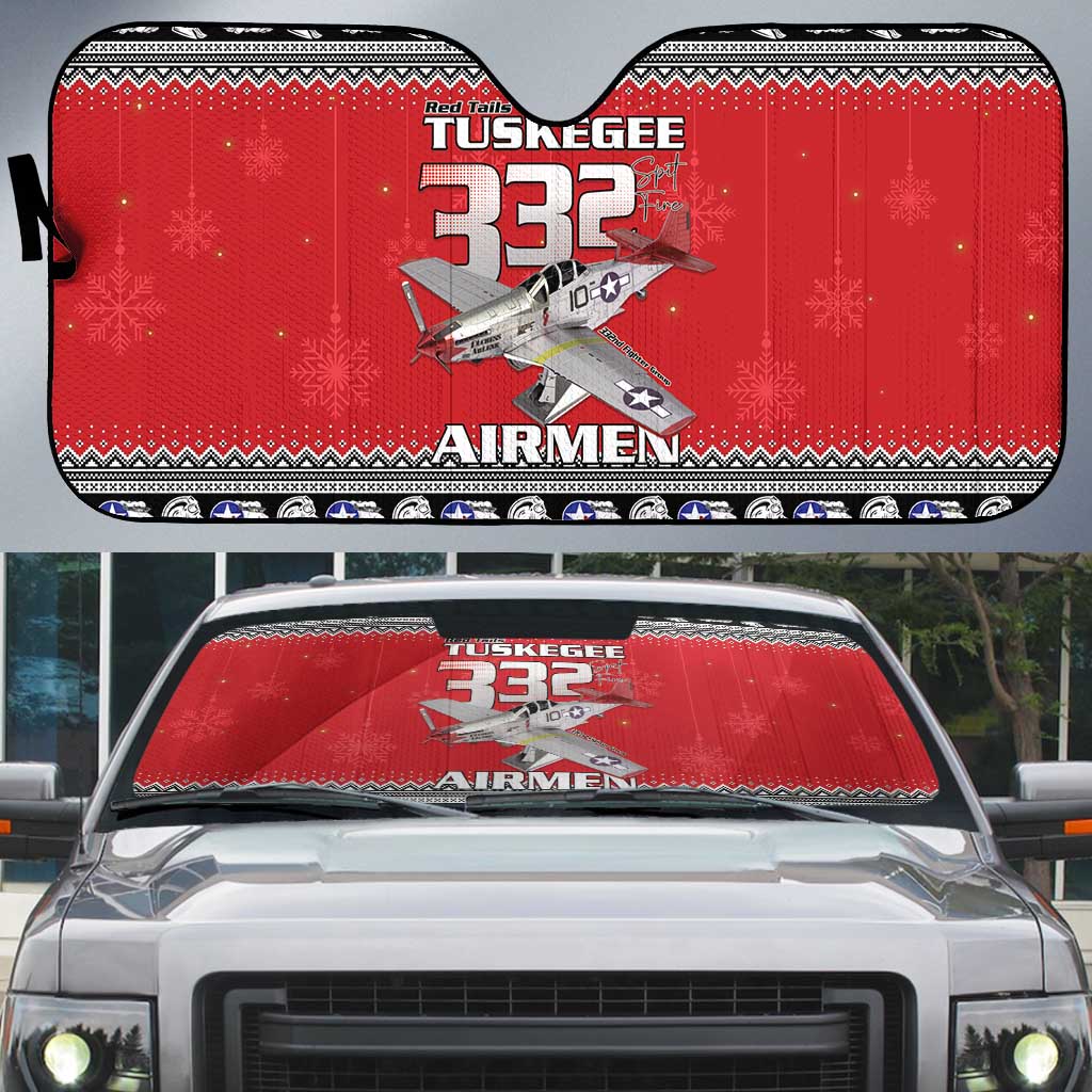 Tuskegee Red Tails Airmen Christmas Auto Sun Shade P-51 Mustang 332nd Fighter Group