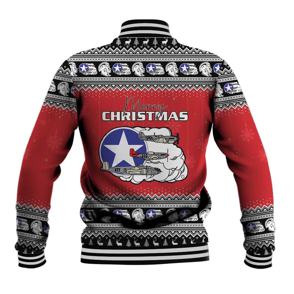 Afro Christmas Tuskegee Red Tails Airmen Baseball Jacket Merry Christmas - African Pride