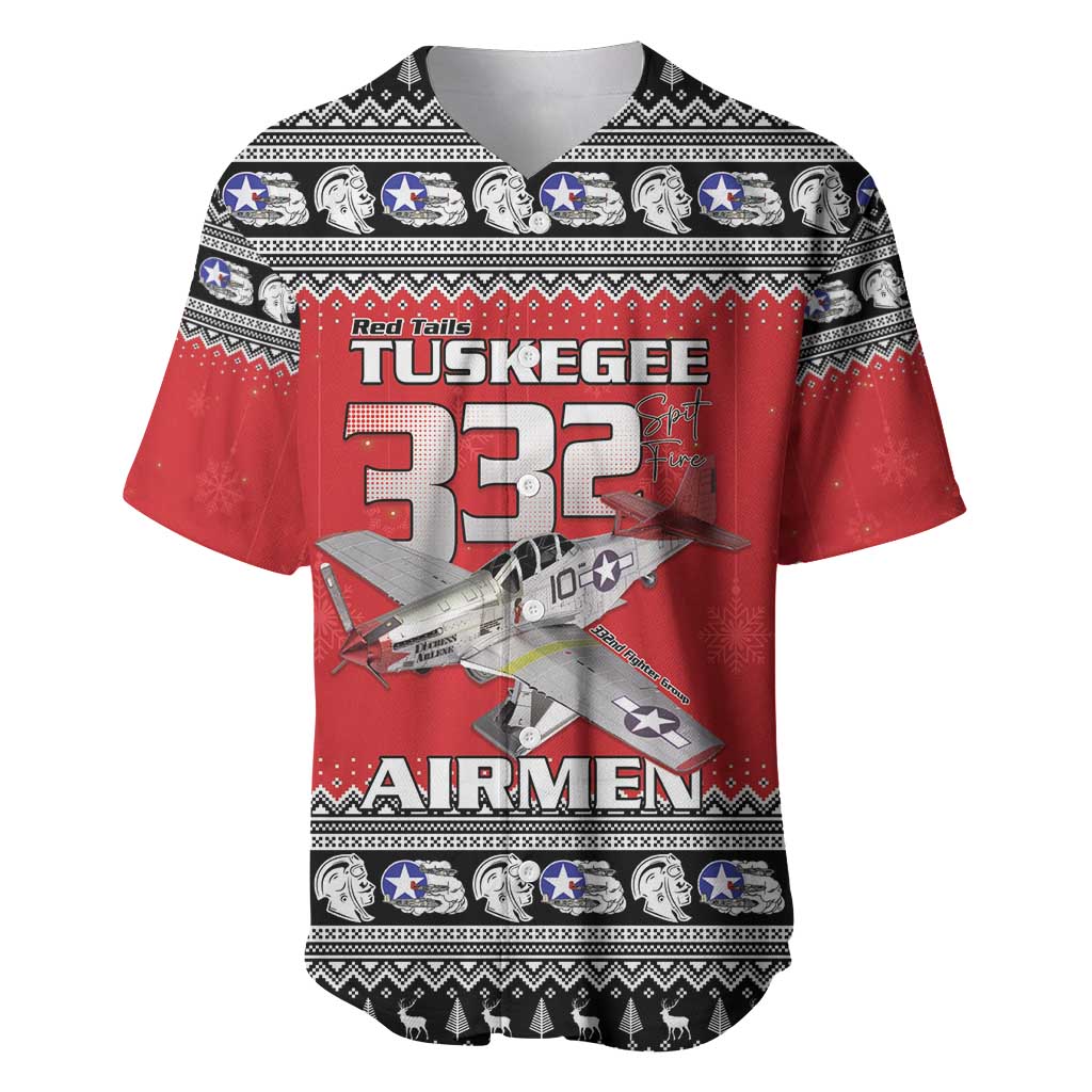 Afro Christmas Tuskegee Red Tails Airmen Baseball Jersey Merry Christmas - African Pride