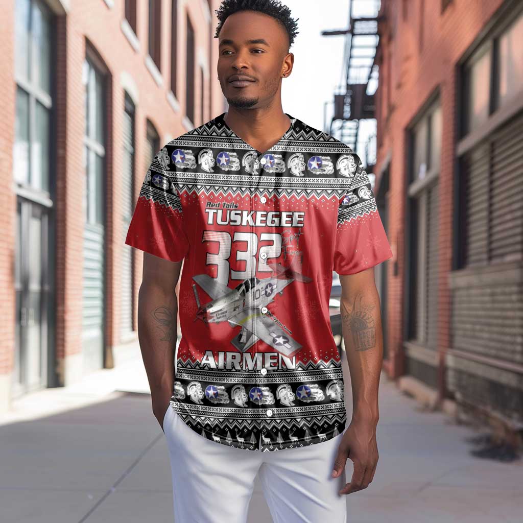 Afro Christmas Tuskegee Red Tails Airmen Baseball Jersey Merry Christmas - African Pride