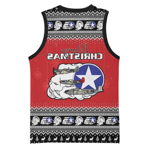 Afro Christmas Tuskegee Red Tails Airmen Basketball Jersey Merry Christmas - African Pride
