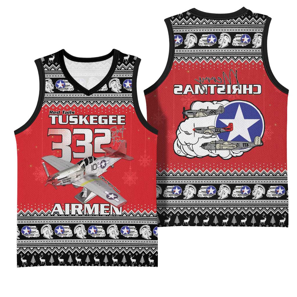 Afro Christmas Tuskegee Red Tails Airmen Basketball Jersey Merry Christmas - African Pride