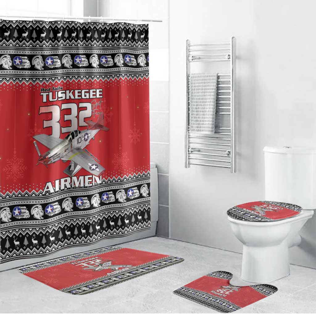 Tuskegee Red Tails Airmen Christmas Bathroom Set P-51 Mustang 332nd Fighter Group