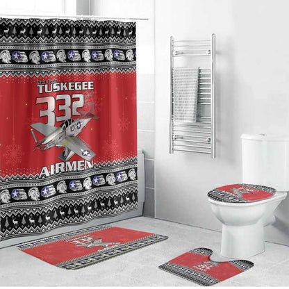 Tuskegee Red Tails Airmen Christmas Bathroom Set P-51 Mustang 332nd Fighter Group
