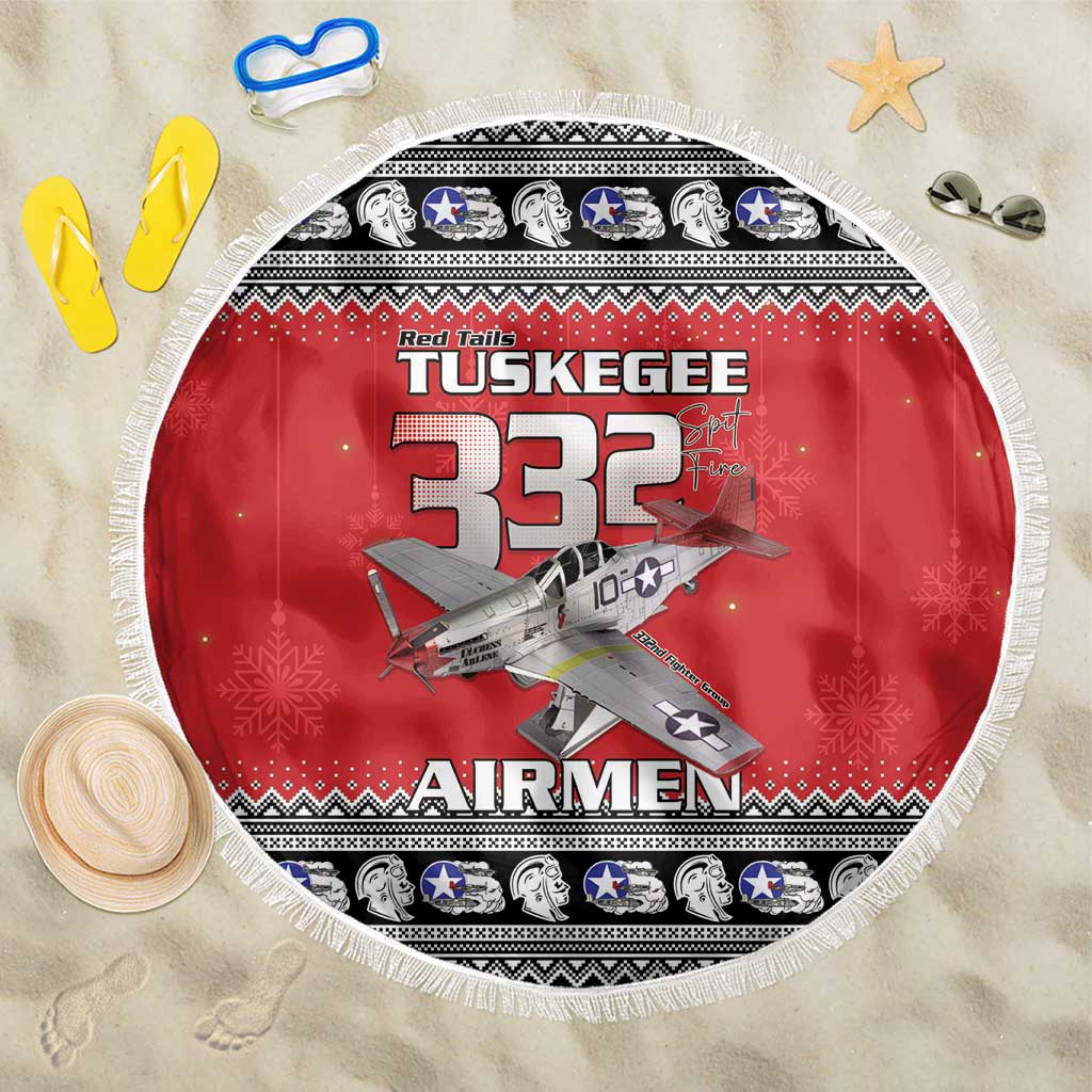 Afro Christmas Tuskegee Red Tails Airmen Beach Blanket Merry Christmas - African Pride