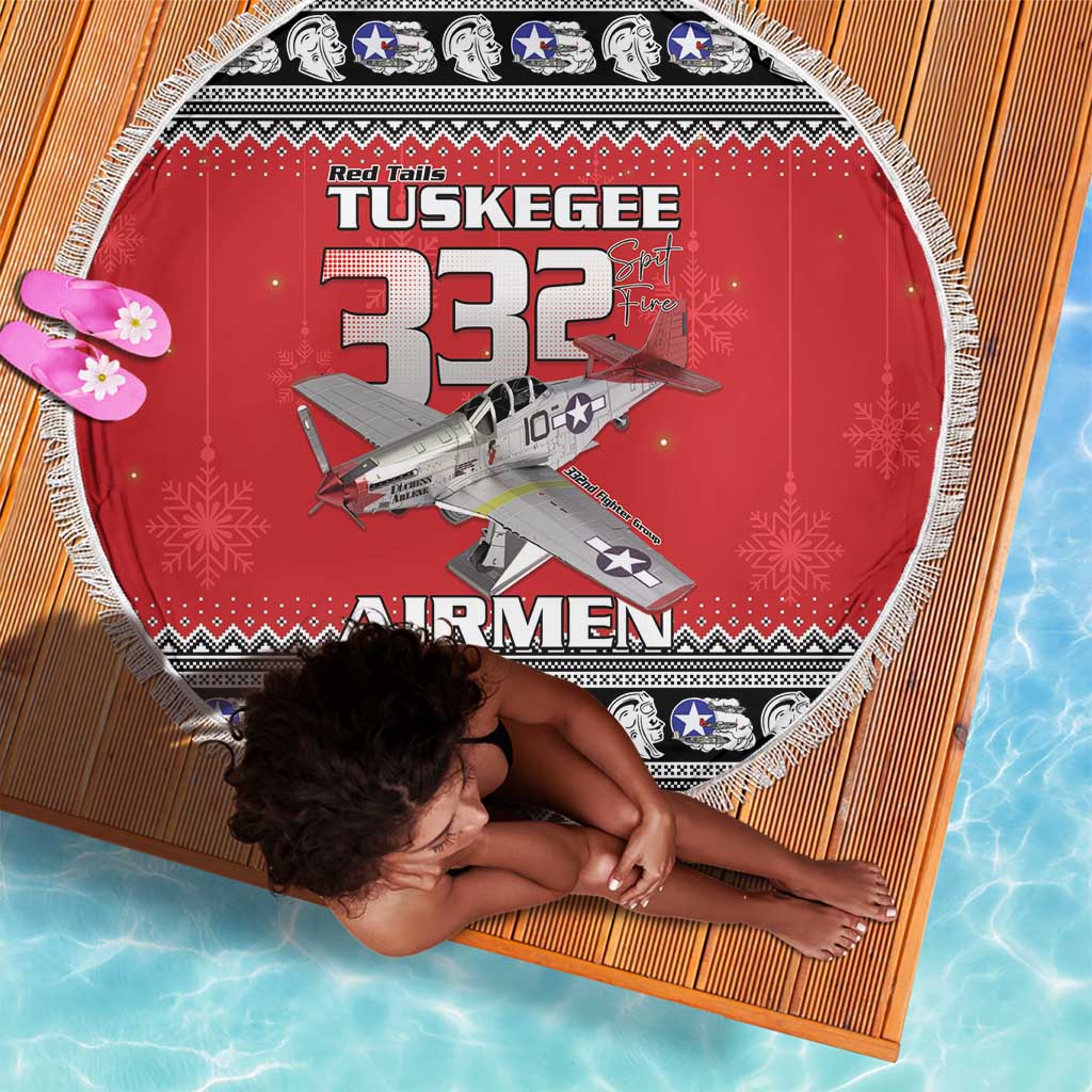 Afro Christmas Tuskegee Red Tails Airmen Beach Blanket Merry Christmas - African Pride