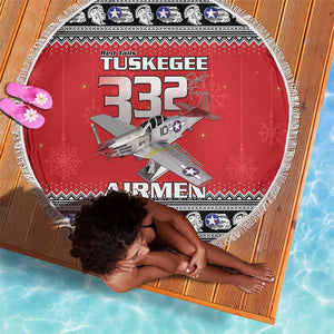 Afro Christmas Tuskegee Red Tails Airmen Beach Blanket Merry Christmas - African Pride