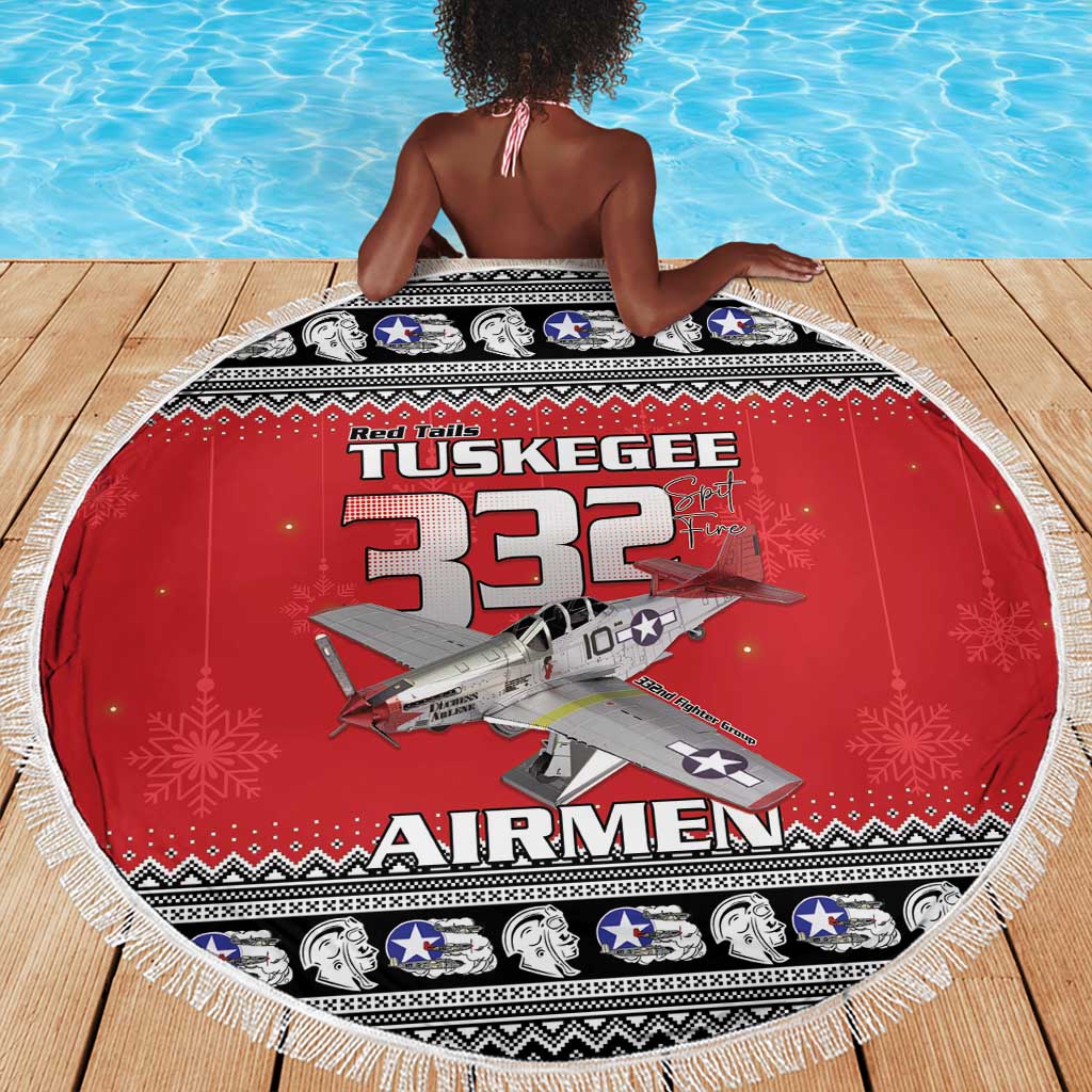 Afro Christmas Tuskegee Red Tails Airmen Beach Blanket Merry Christmas - African Pride