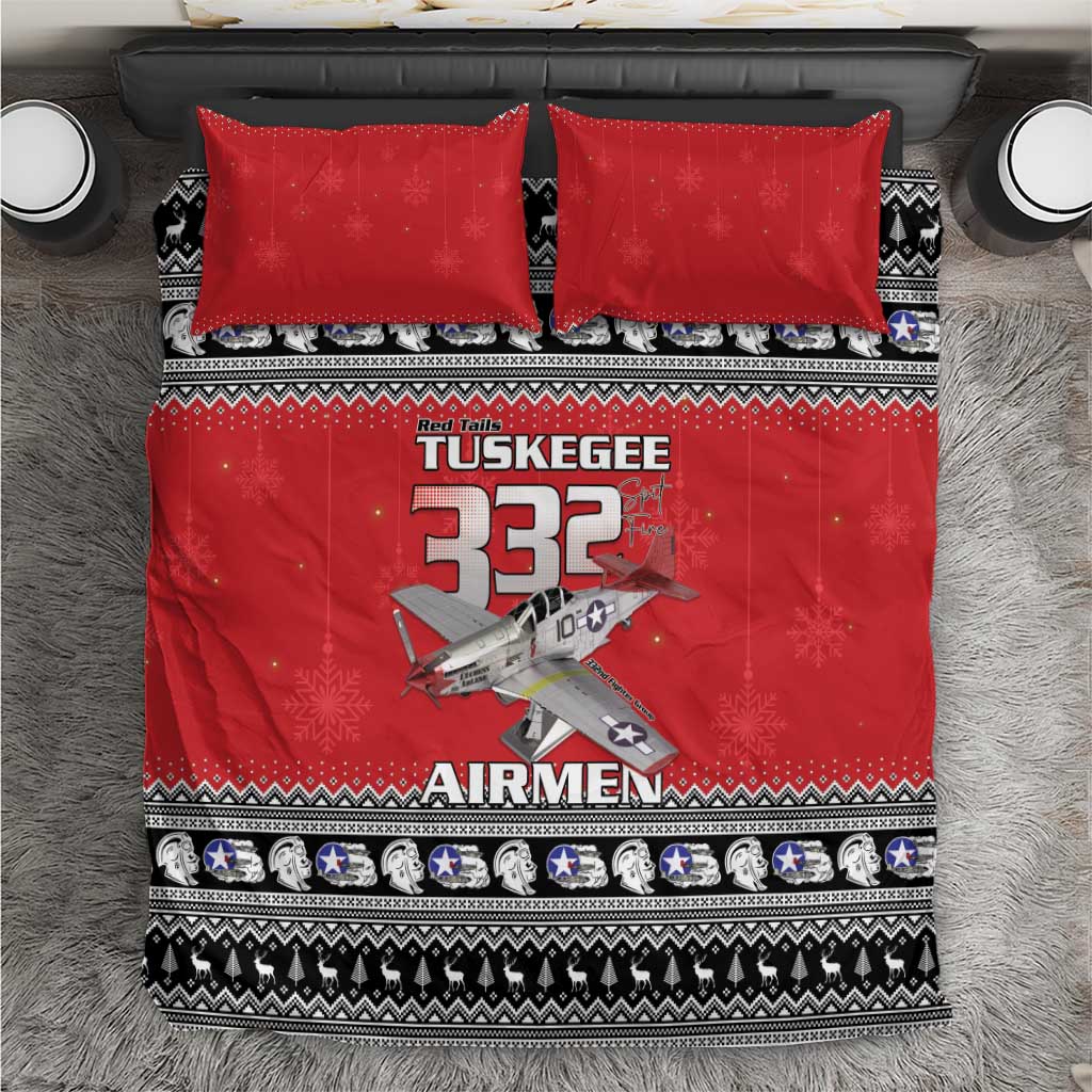 Afro Christmas Tuskegee Red Tails Airmen Bedding Set Merry Christmas - African Pride