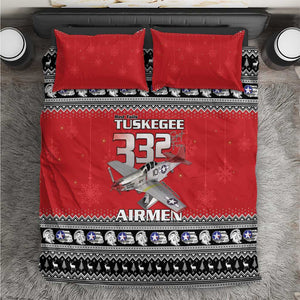 Afro Christmas Tuskegee Red Tails Airmen Bedding Set Merry Christmas - African Pride