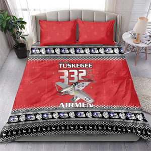 Afro Christmas Tuskegee Red Tails Airmen Bedding Set Merry Christmas - African Pride