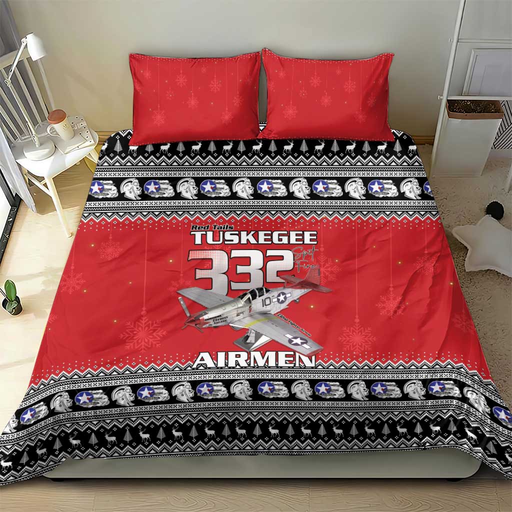 Afro Christmas Tuskegee Red Tails Airmen Bedding Set Merry Christmas - African Pride
