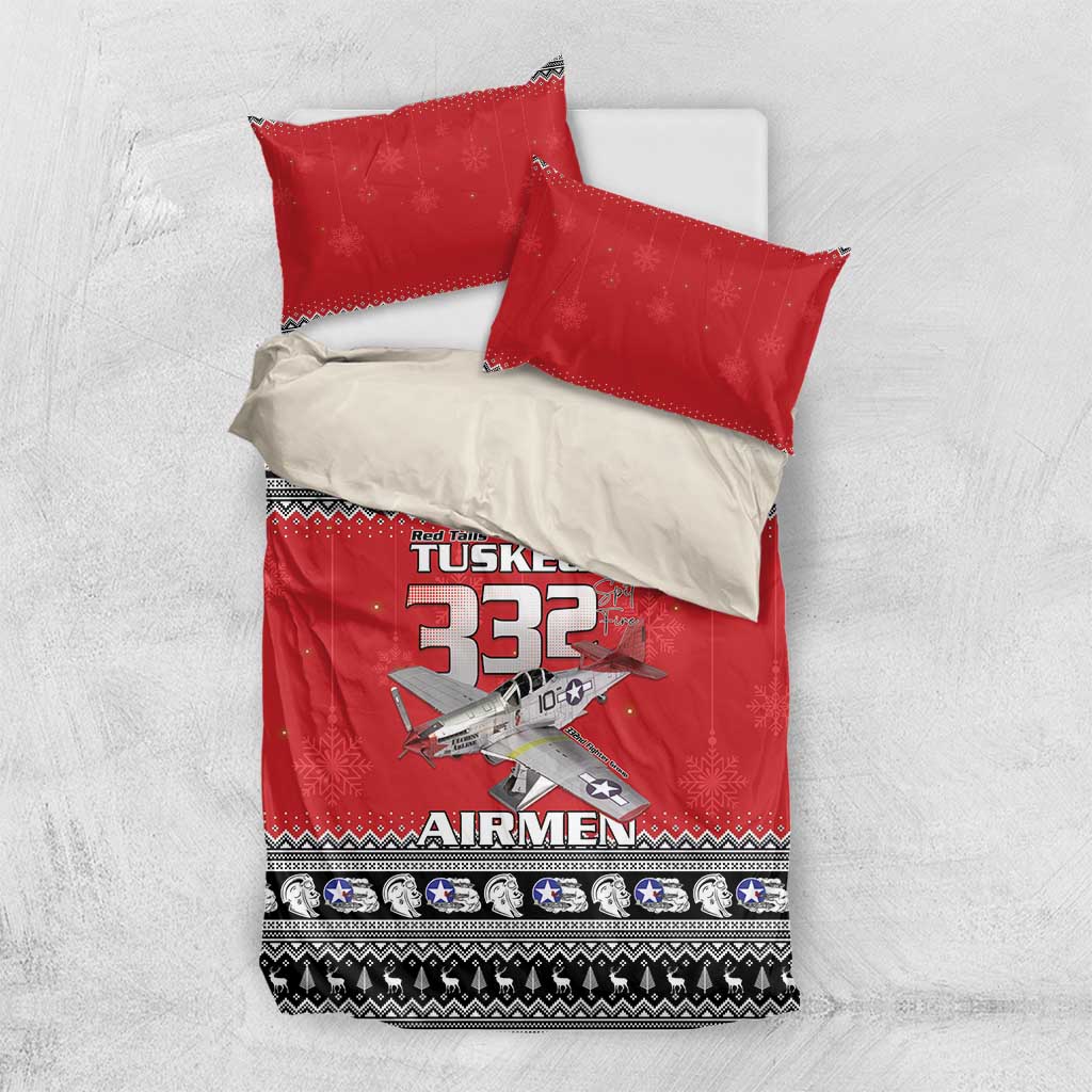 Afro Christmas Tuskegee Red Tails Airmen Bedding Set Merry Christmas - African Pride
