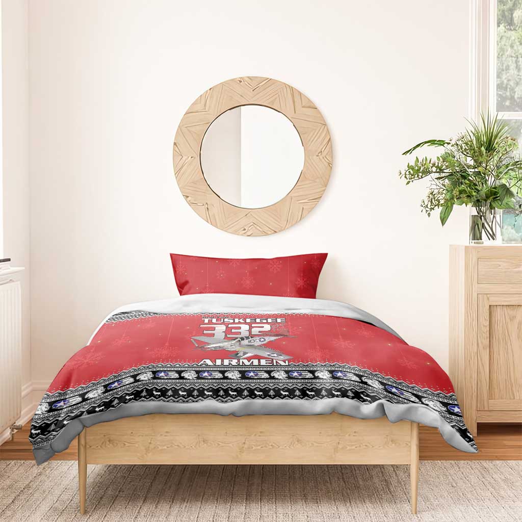 Afro Christmas Tuskegee Red Tails Airmen Bedding Set Merry Christmas - African Pride