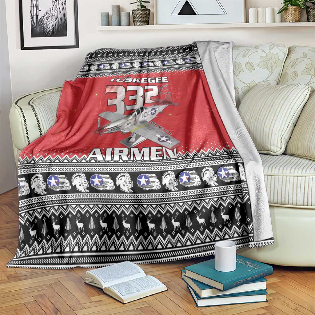 Afro Christmas Tuskegee Red Tails Airmen Blanket Merry Christmas - African Pride