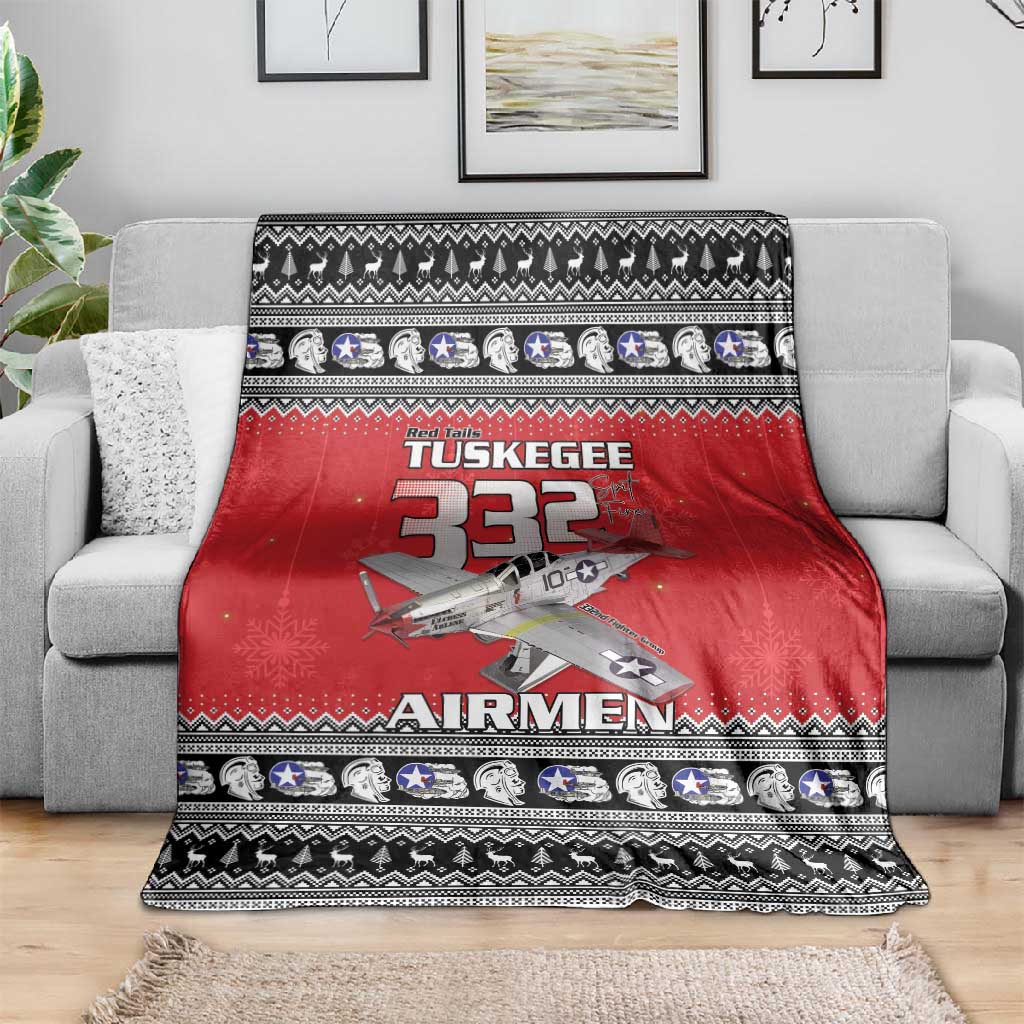 Afro Christmas Tuskegee Red Tails Airmen Blanket Merry Christmas - African Pride