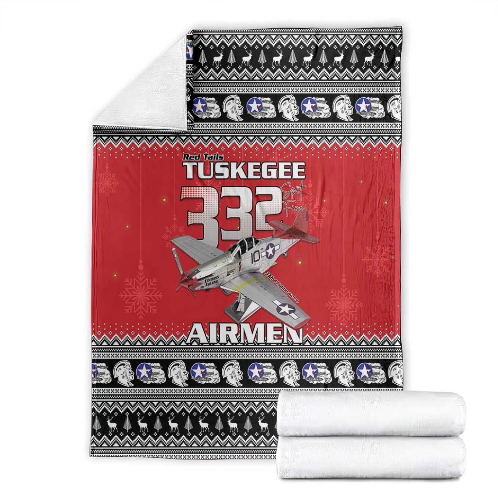 Afro Christmas Tuskegee Red Tails Airmen Blanket Merry Christmas - African Pride