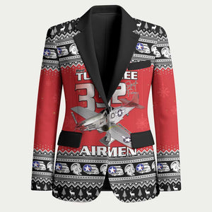 Tuskegee Red Tails Airmen Christmas Blazer P-51 Mustang 332nd Fighter Group