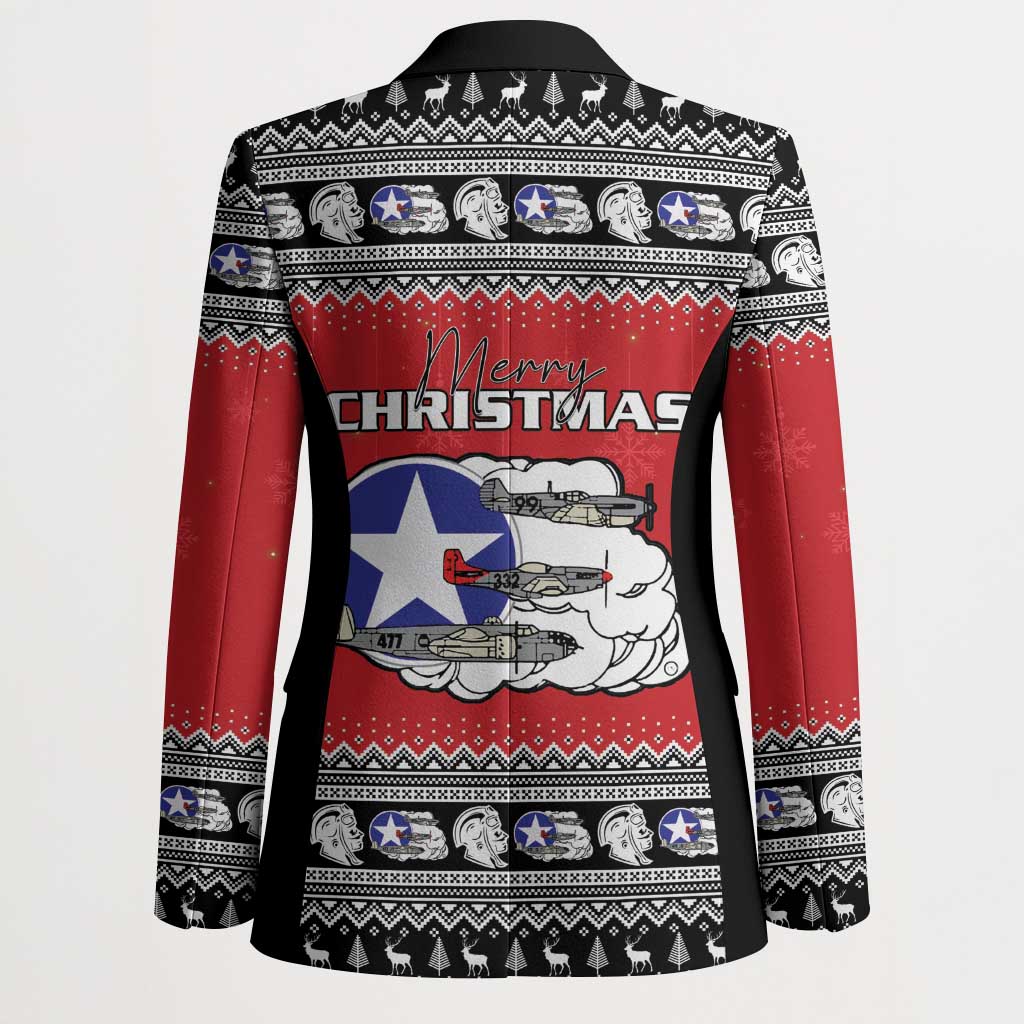 Tuskegee Red Tails Airmen Christmas Blazer P-51 Mustang 332nd Fighter Group