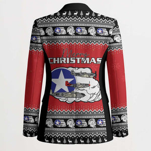 Tuskegee Red Tails Airmen Christmas Blazer P-51 Mustang 332nd Fighter Group