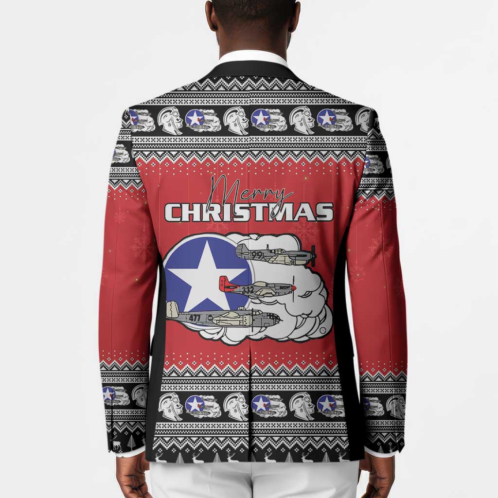 Tuskegee Red Tails Airmen Christmas Blazer P-51 Mustang 332nd Fighter Group