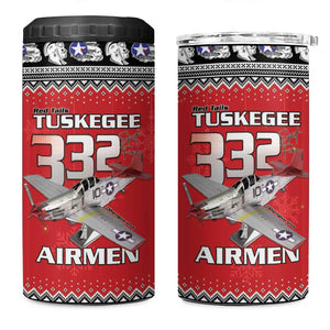 Afro Christmas Tuskegee Red Tails Airmen 4 in 1 Can Cooler Tumbler Merry Christmas - African Pride