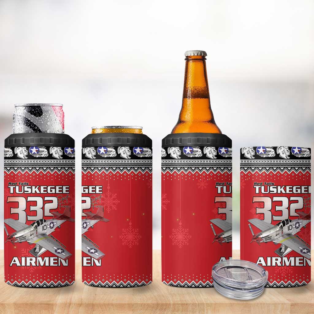 Afro Christmas Tuskegee Red Tails Airmen 4 in 1 Can Cooler Tumbler Merry Christmas - African Pride