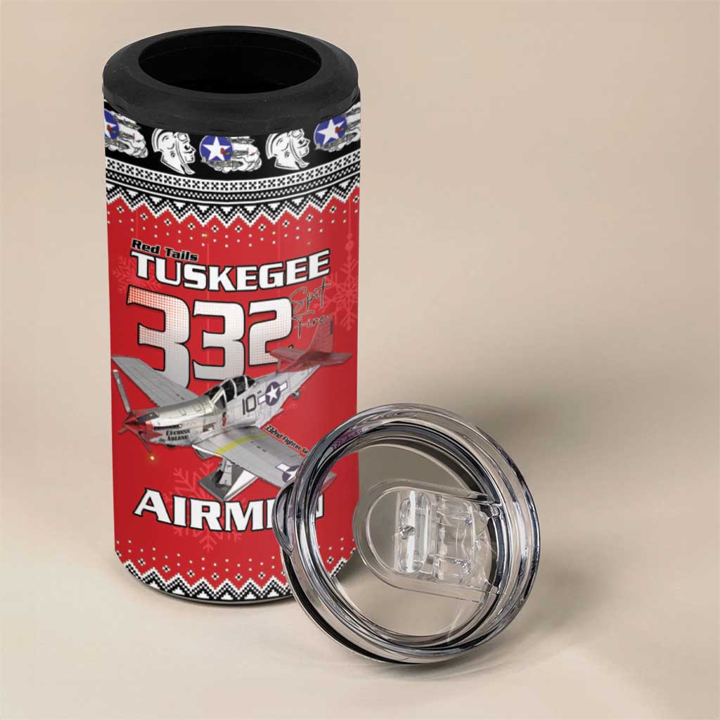 Afro Christmas Tuskegee Red Tails Airmen 4 in 1 Can Cooler Tumbler Merry Christmas - African Pride