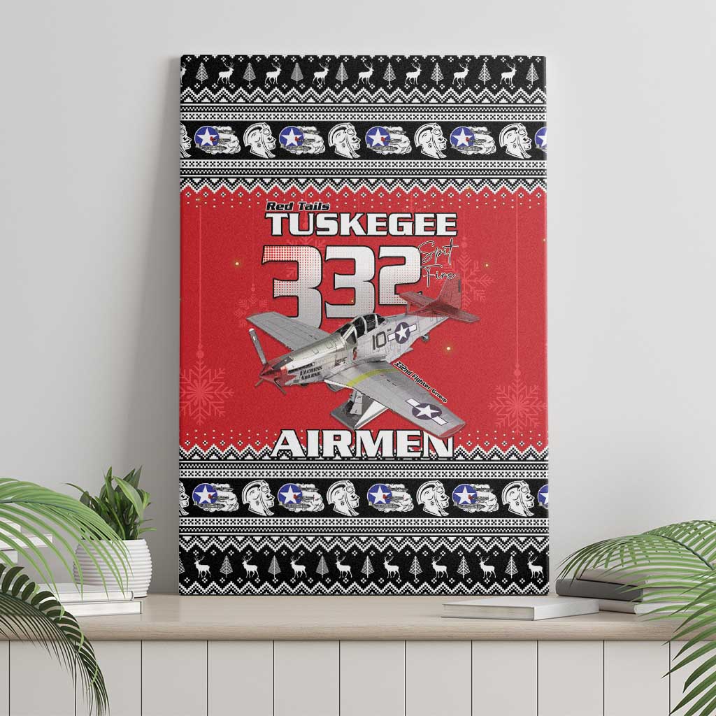 Afro Christmas Tuskegee Red Tails Airmen Canvas Wall Art Merry Christmas - African Pride