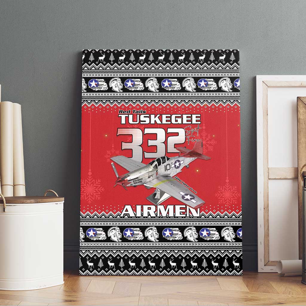 Afro Christmas Tuskegee Red Tails Airmen Canvas Wall Art Merry Christmas - African Pride