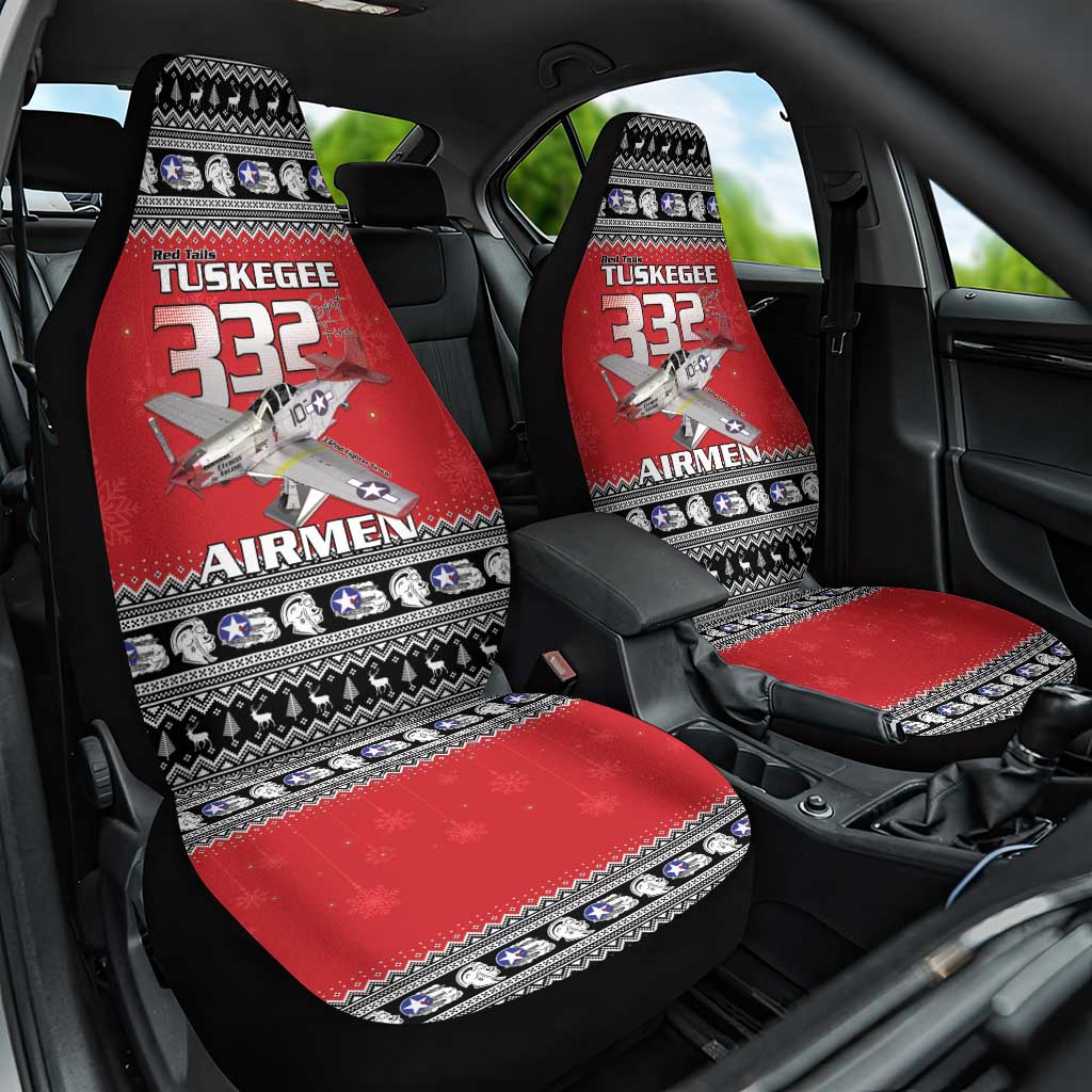 Afro Christmas Tuskegee Red Tails Airmen Car Seat Cover Merry Christmas - African Pride