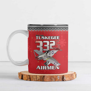 Tuskegee Red Tails Airmen Christmas Ceramic Mug P-51 Mustang 332nd Fighter Group