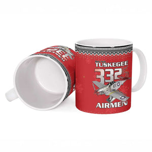 Tuskegee Red Tails Airmen Christmas Ceramic Mug P-51 Mustang 332nd Fighter Group