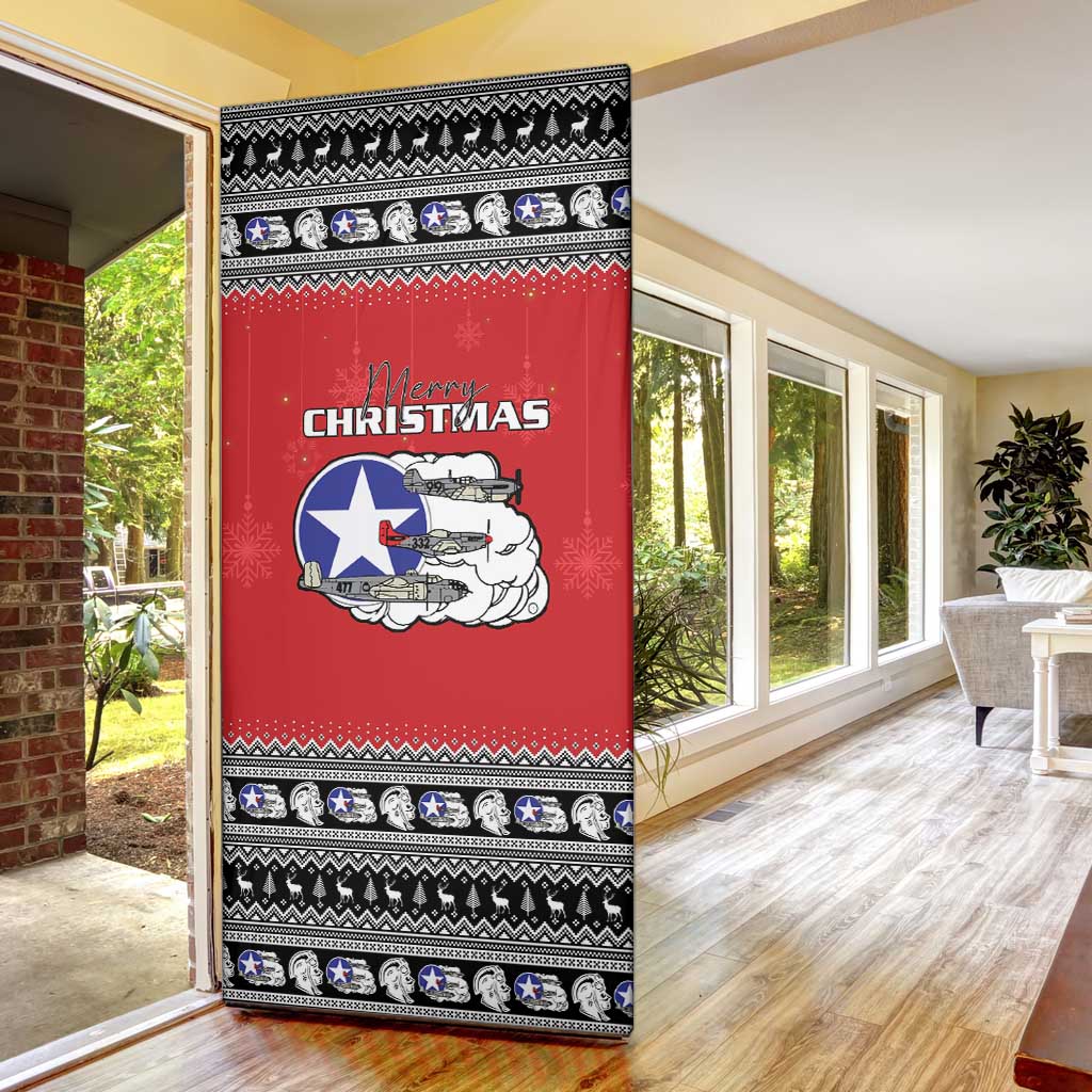 Tuskegee Red Tails Airmen Christmas Door Cover P-51 Mustang 332nd Fighter Group