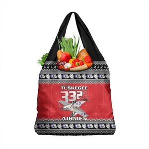 Afro Christmas Tuskegee Red Tails Airmen Grocery Bag Merry Christmas - African Pride