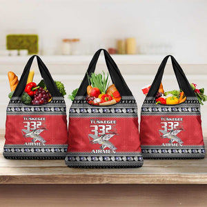 Afro Christmas Tuskegee Red Tails Airmen Grocery Bag Merry Christmas - African Pride