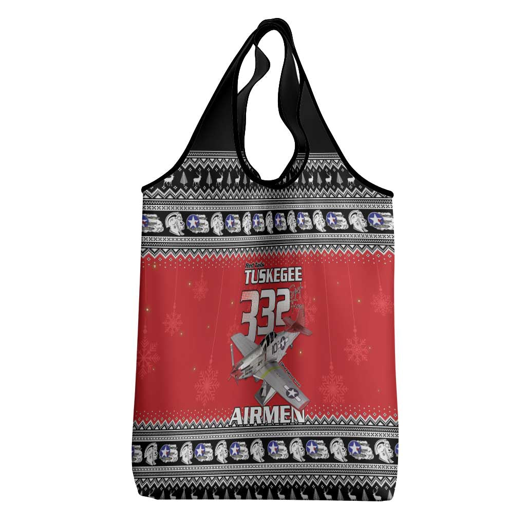 Afro Christmas Tuskegee Red Tails Airmen Grocery Bag Merry Christmas - African Pride