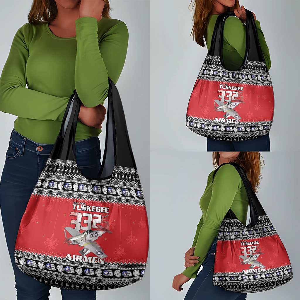Afro Christmas Tuskegee Red Tails Airmen Grocery Bag Merry Christmas - African Pride