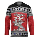 Tuskegee Red Tails Airmen Christmas Hockey Jersey P-51 Mustang 332nd Fighter Group