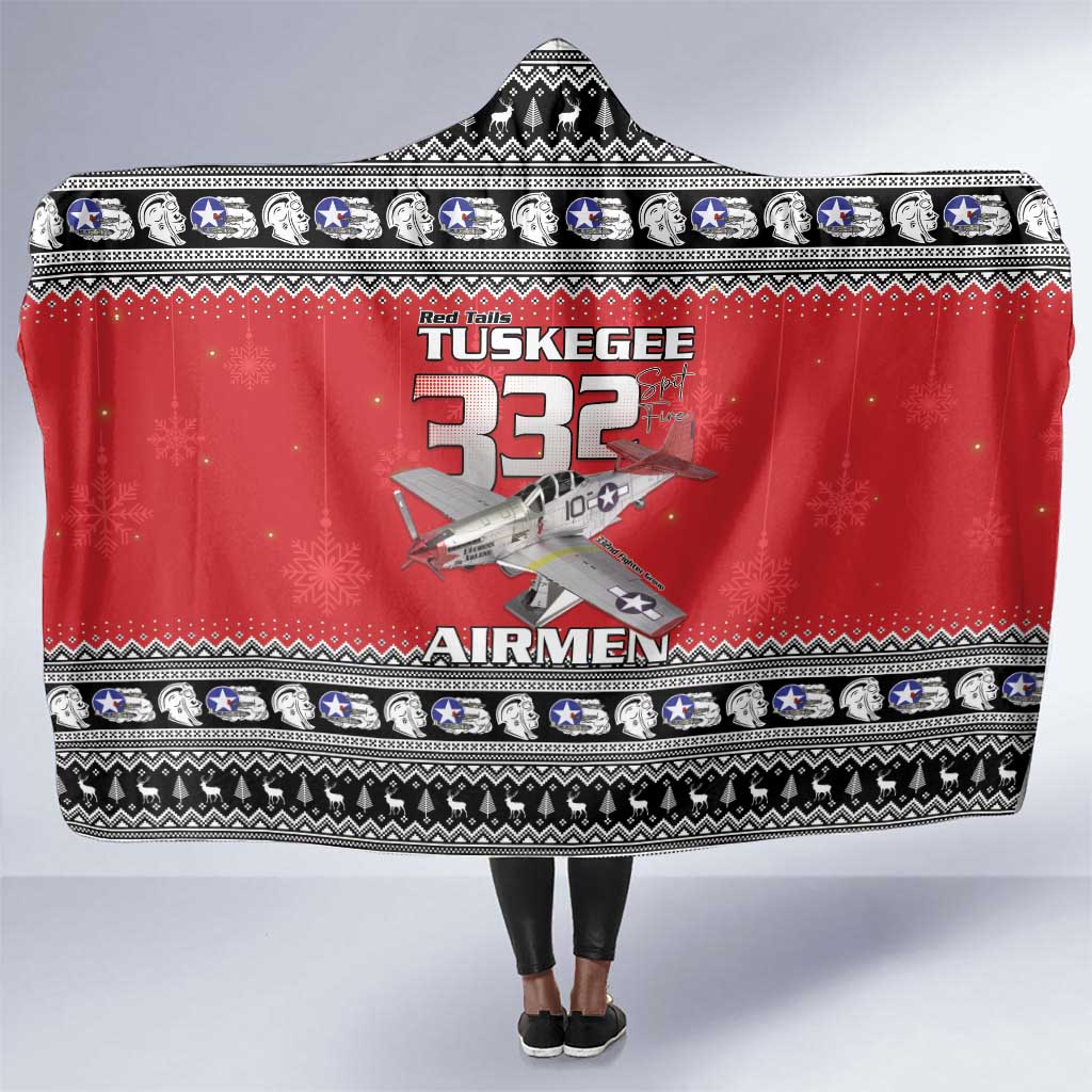 Afro Christmas Tuskegee Red Tails Airmen Hooded Blanket Merry Christmas - African Pride