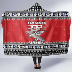 Afro Christmas Tuskegee Red Tails Airmen Hooded Blanket Merry Christmas - African Pride