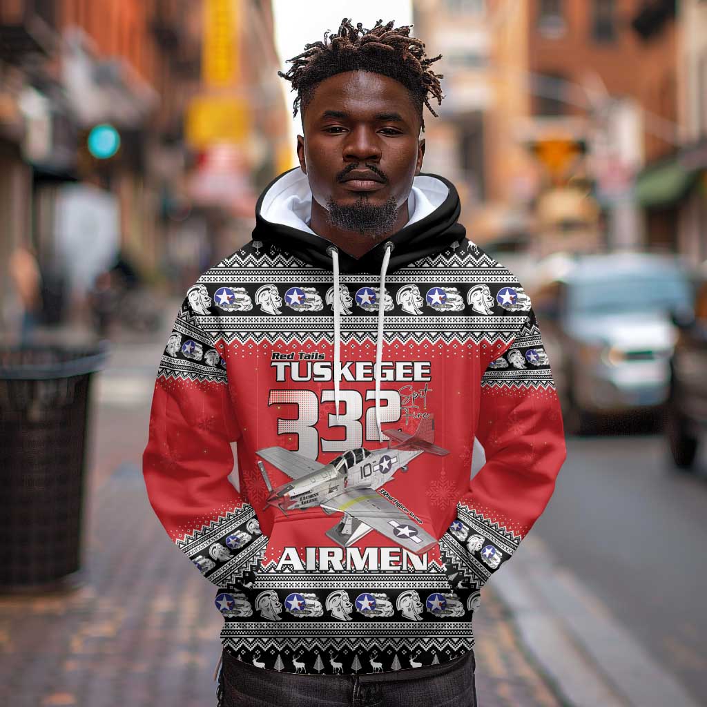 Afro Christmas Tuskegee Red Tails Airmen Hoodie Merry Christmas - African Pride