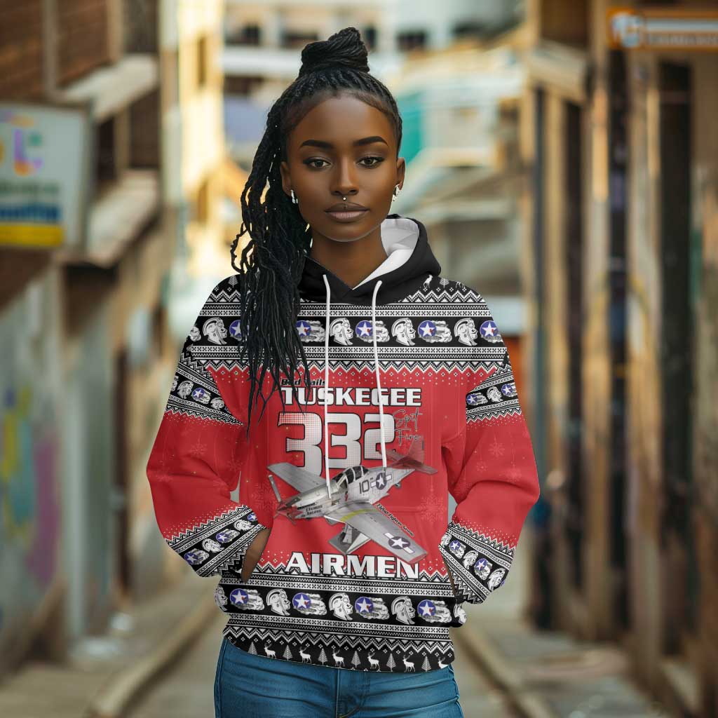 Afro Christmas Tuskegee Red Tails Airmen Hoodie Merry Christmas - African Pride
