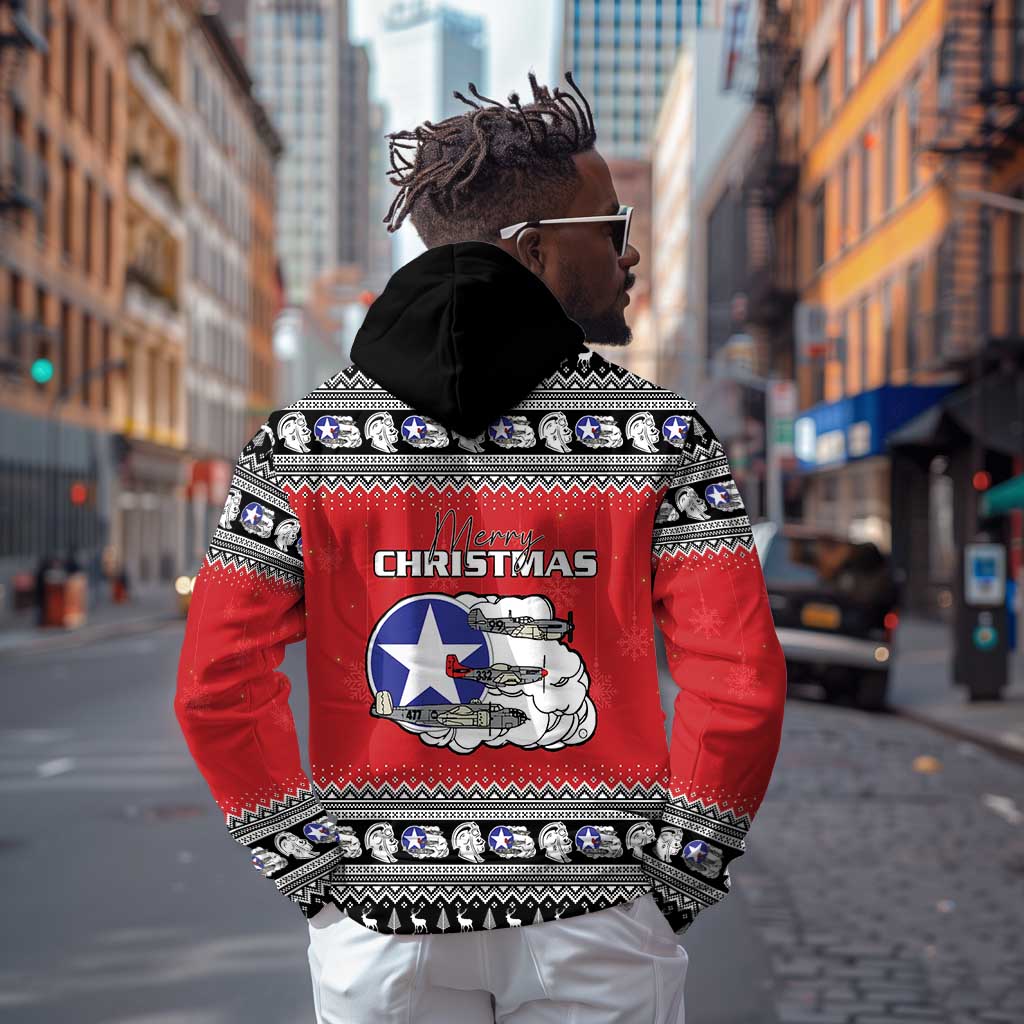 Afro Christmas Tuskegee Red Tails Airmen Hoodie Merry Christmas - African Pride