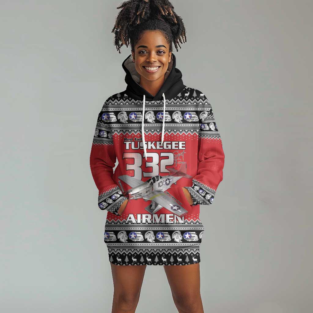 Afro Christmas Tuskegee Red Tails Airmen Hoodie Dress Merry Christmas - African Pride