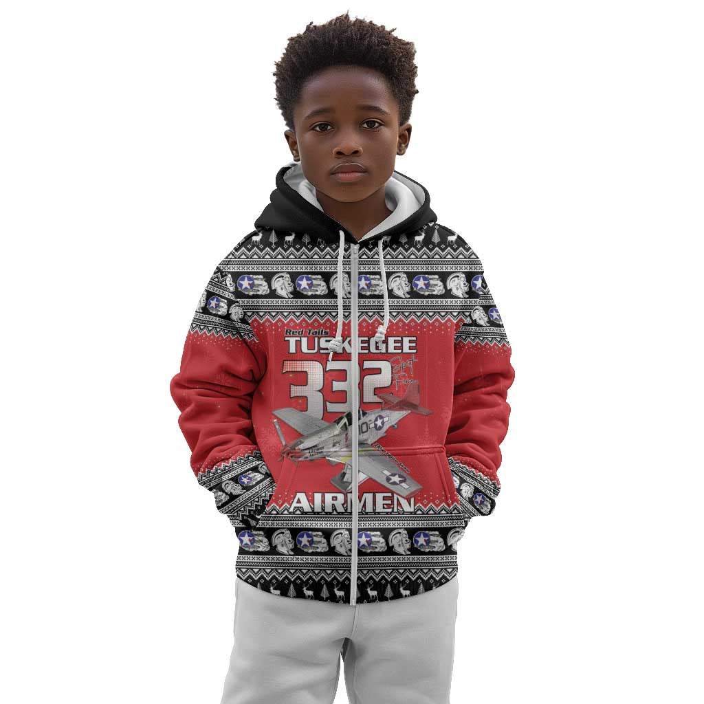 Afro Christmas Tuskegee Red Tails Airmen Kid Hoodie Merry Christmas - African Pride