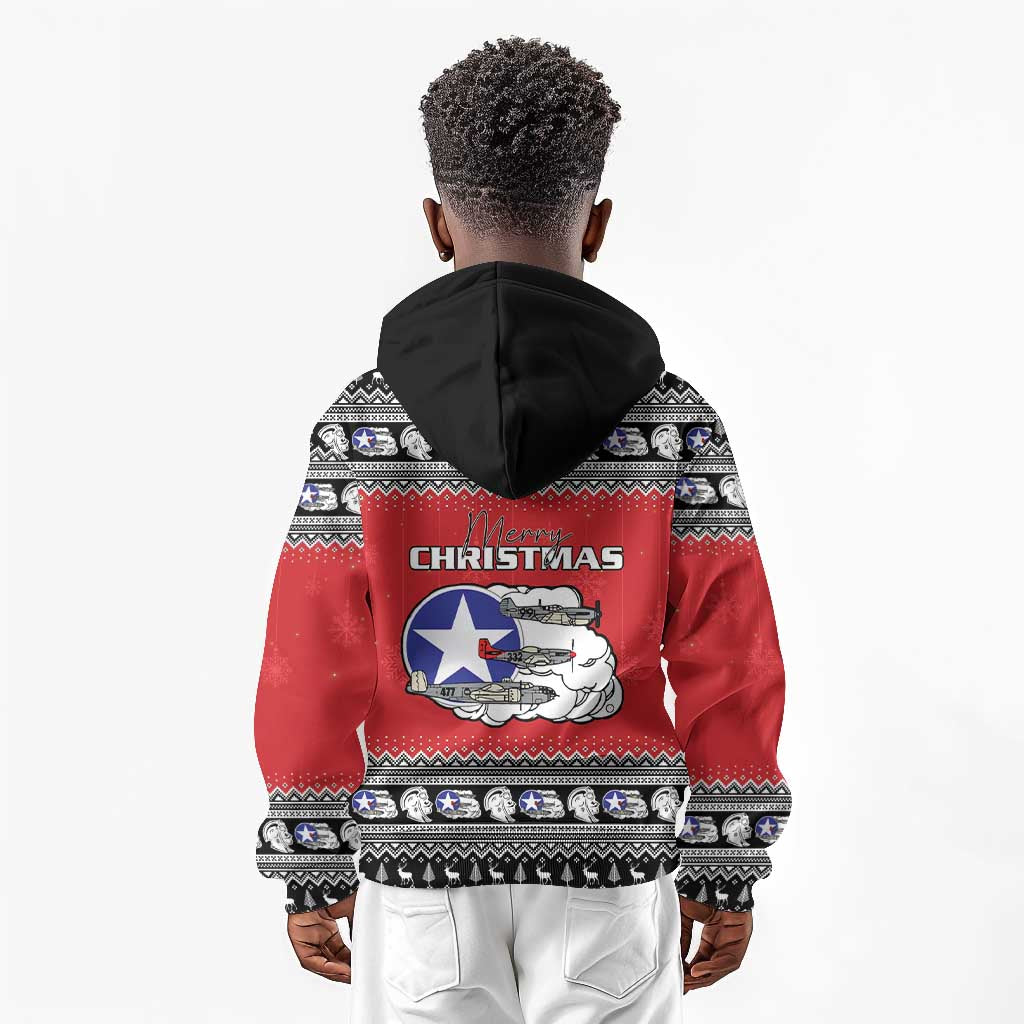 Afro Christmas Tuskegee Red Tails Airmen Kid Hoodie Merry Christmas - African Pride