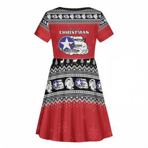 Afro Christmas Tuskegee Red Tails Airmen Kid Short Sleeve Dress Merry Christmas - African Pride