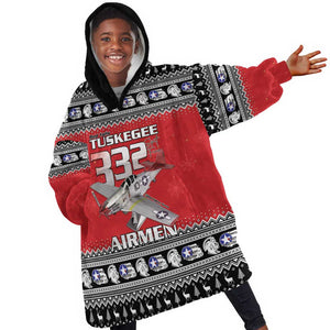Afro Christmas Tuskegee Red Tails Airmen Kid Wearable Blanket Hoodie Merry Christmas - African Pride
